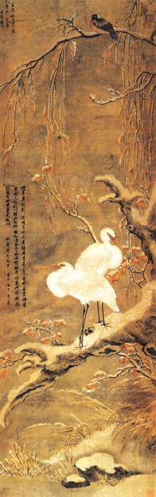 點(diǎn)擊圖片查看原圖 雪柳寒鷺圖 凌恒.shtml