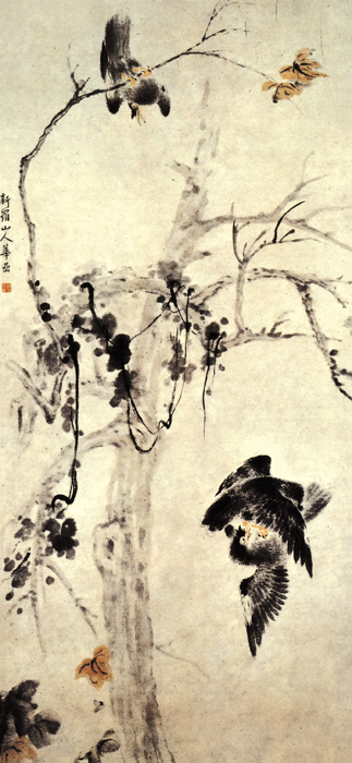 點(diǎn)擊圖片查看原圖 秋樹(shù)斗禽圖 華喦.shtml